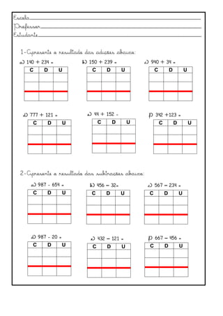 QUIZ DE MATEMÁTICA - 2º ANO - 3º ANO (EF) - ADIÇÃO E SUBTRAÇÃO