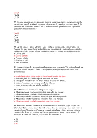 RACIOCÍNIO LOGICO - ATIVIDADES