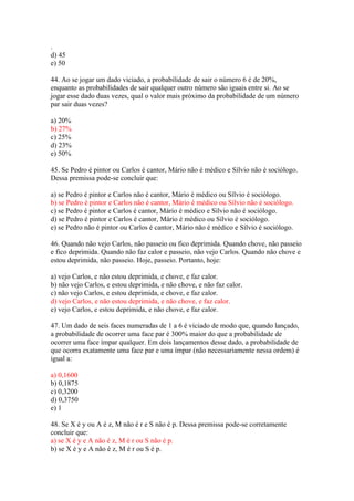 RACIOCÍNIO LOGICO - ATIVIDADES