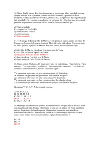 RACIOCÍNIO LOGICO - ATIVIDADES