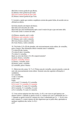 RACIOCÍNIO LOGICO - ATIVIDADES