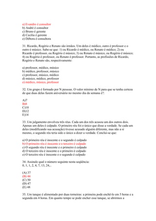 RACIOCÍNIO LOGICO - ATIVIDADES