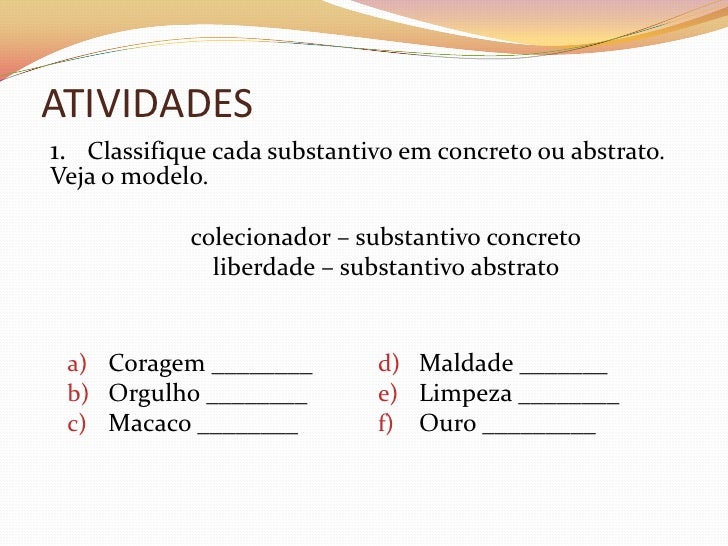 Substantivos concreto e abstrato