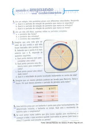 Fonte: Ciências Naturais. Ed. Saraiva. 8º série. Págs 40 e 41.
 