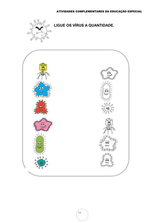 ATIVIDADES COMPLEMENTARES DA EDUCAÇÃO ESPECIAL
54
LIGUE OS VÍRUS A QUANTIDADE.
 