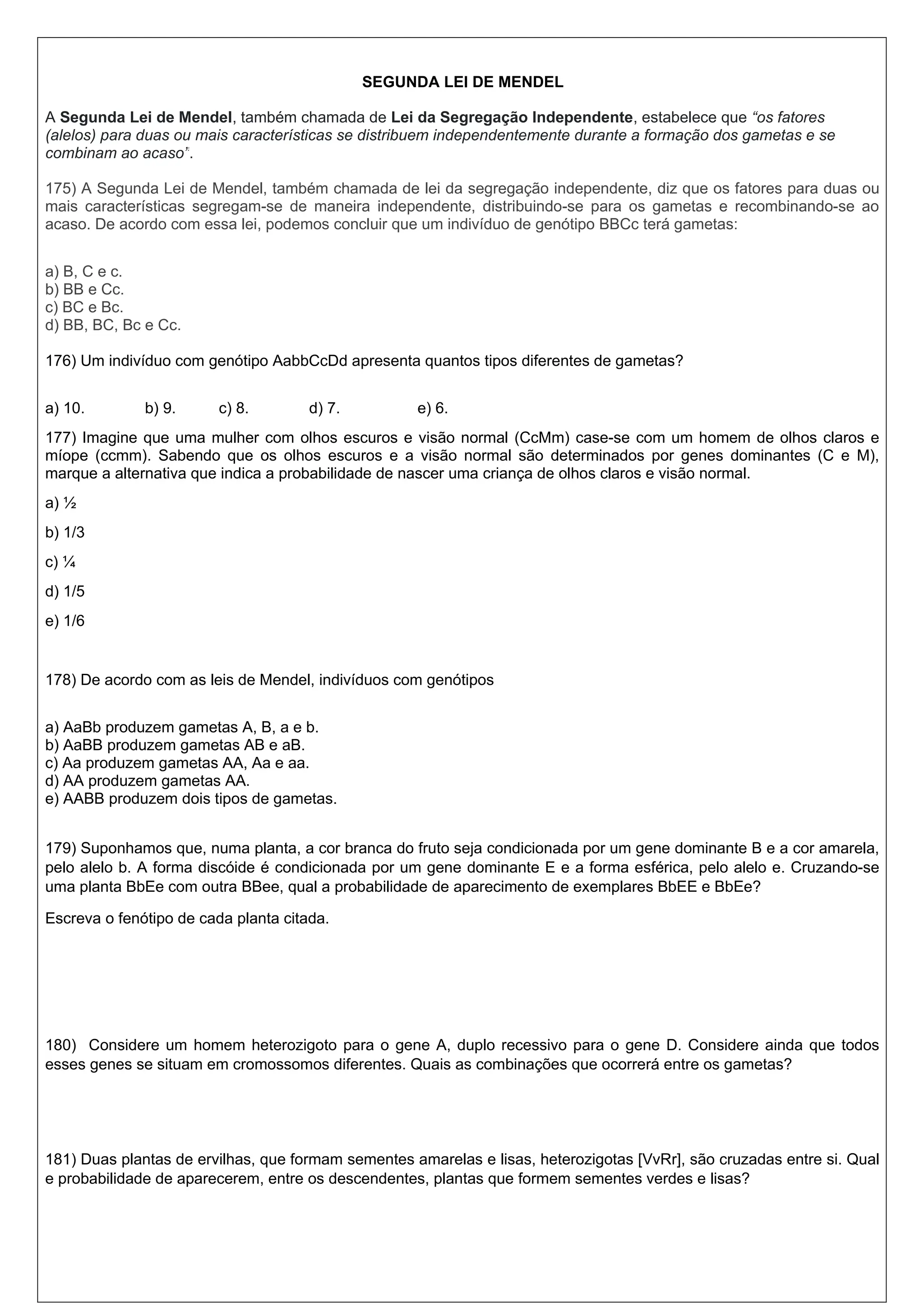Atividades - segunda lei de Mendel 175 a 189.docx