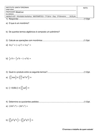 Atividades avaliativas-IST