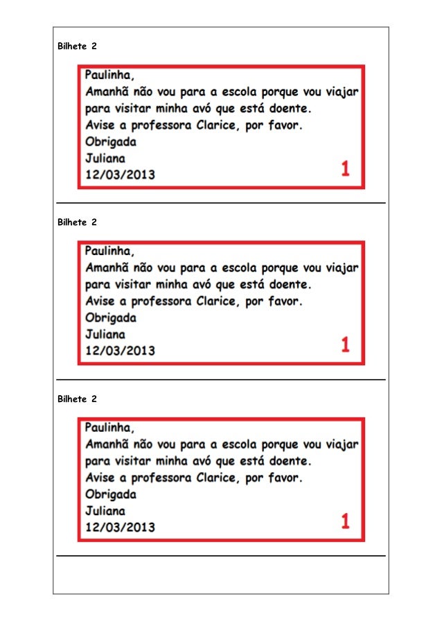 Atividades bilhetes