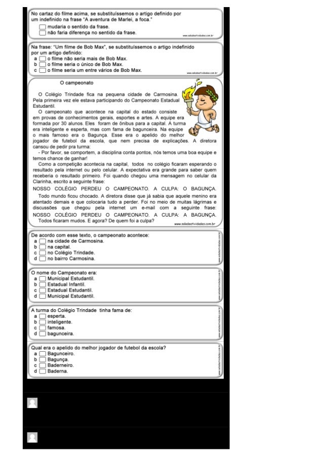 Exercicios de portugues artigos definidos e indefinidos