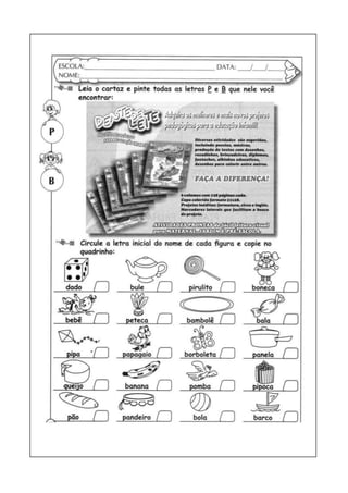 Atividades de ortografia p b