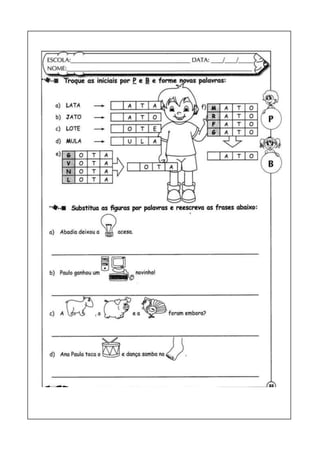Atividades de ortografia p b