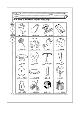 Atividades de ortografia p b