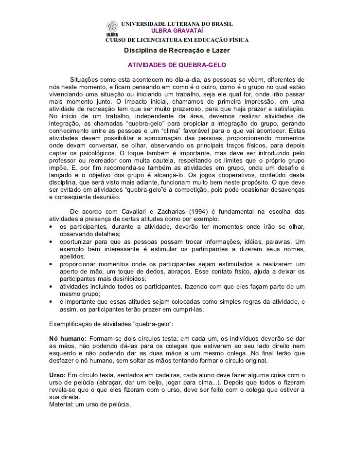 Quebra gelo de apresentacao