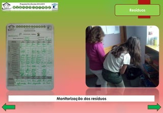 Resíduos
Monitorização dos resíduos
 