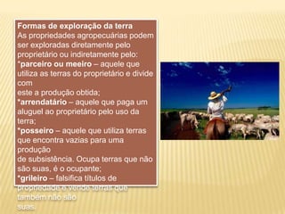 O Brasil deixa de ser um país essencialmente agrícola no final da década de 1960, quando a população urbana chega a 55,92%. Para essa mudança contribui a mecanização das atividades de plantio e colheita no campo – que expulsa enormes contingentes de trabalhadores rurais –, e a atração exercida pelas cidades como lugares que oferecem melhores condições de vida, com mais acesso a saúde, educação e empregos.Na década de 1970, a população urbanasoma 52 milhões de habitantes contra 41milhões de moradores nas áreas rurais. Asgrandes cidades por concentrarem o maiornúmero de fábricas, são as que mais atraemos trabalhadores vindos do campo. Nesteperíodo, a capital São Paulo recebeuaproximadamente 3 milhões de migrantes dediversos estados.