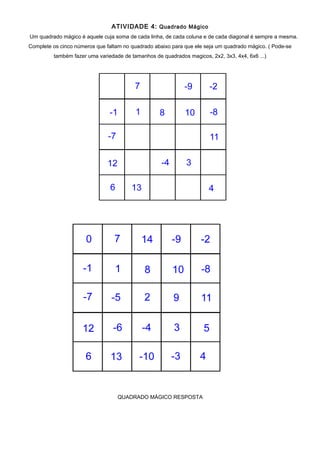 Informática na Escola - by Gika: (ATIVIDADE 19) 7º ano - Quiz: Números  Inteiros (Matemática)