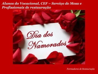 Alunos do Vocacional, CEF – Serviço de Mesa e
Profissionais de restauração
Formadores de Restauração
 