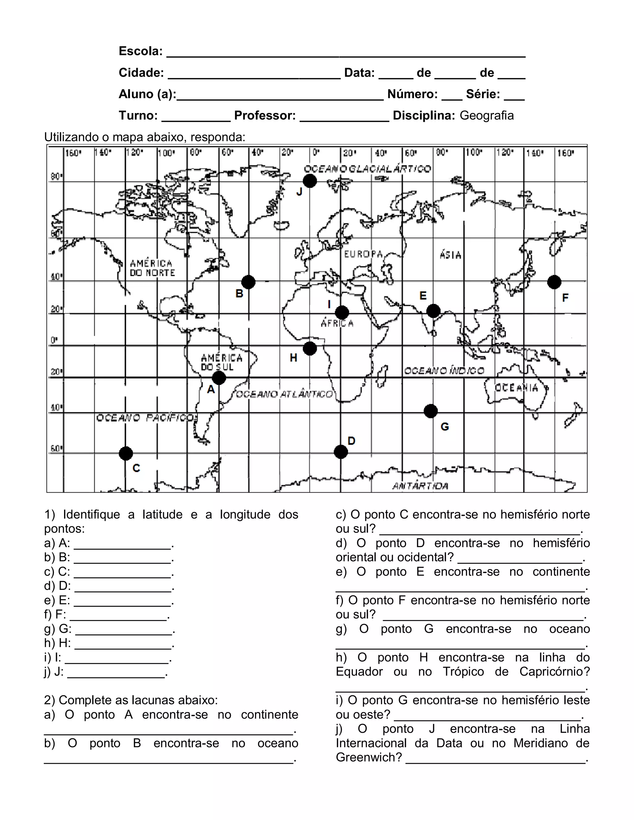Atividades geografia orientação & localização | PDF