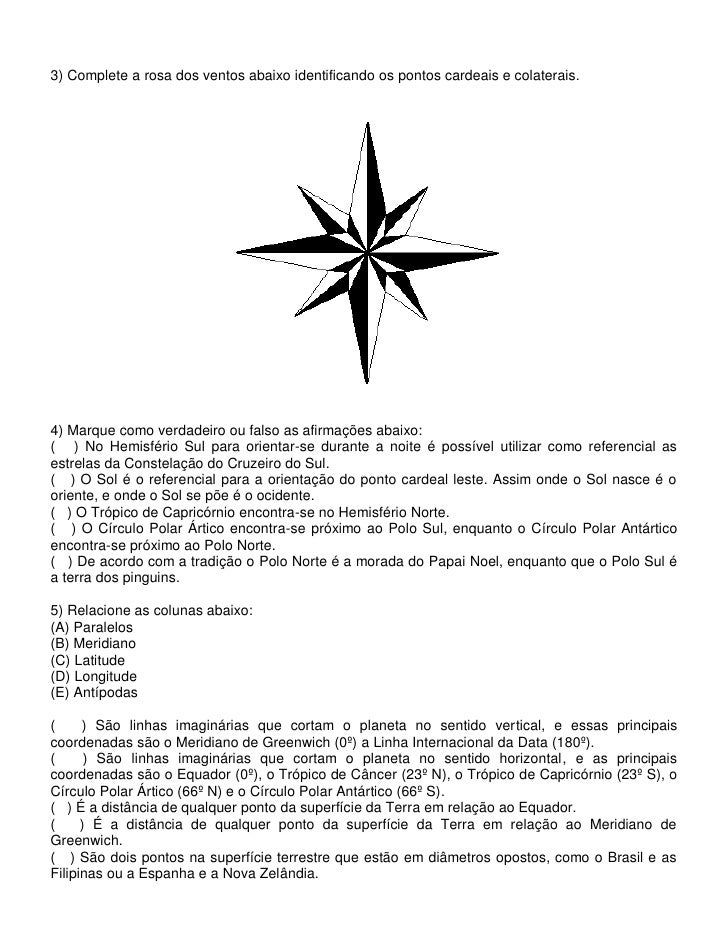 Atividades geografia orientação & localização