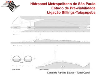 Hidroanel Metropolitano de São Paulo
            Estudo de Pré-viabilidade
         Ligação Billings-Taiaçupeba




         Canal de Partilha Estiva – Túnel Canal
 