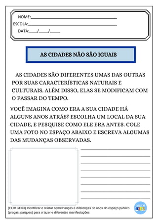 [Digite texto]
NOME:
ESCOLA:
DATA: / /
 