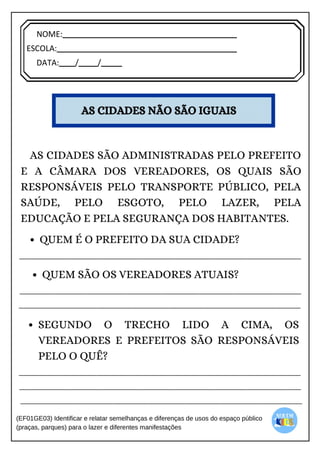 [Digite texto]
NOME:
ESCOLA:
DATA: / /
 