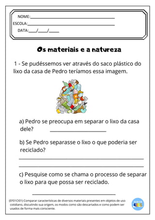 [Digite texto]
NOME:
ESCOLA:
DATA: / /
 