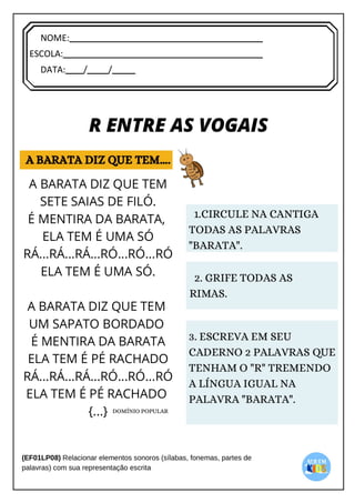 [Digite texto]
NOME:
ESCOLA:
DATA: / /
 