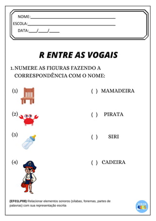 [Digite texto]
NOME:
ESCOLA:
DATA: / /
 