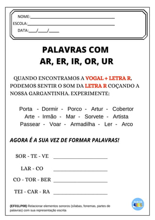 [Digite texto]
NOME:
ESCOLA:
DATA: / /
 