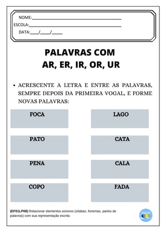 [Digite texto]
NOME:
ESCOLA:
DATA: / /
 