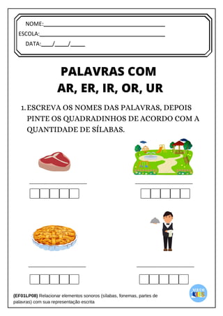 [Digite texto]
NOME:
ESCOLA:
DATA: / /
 