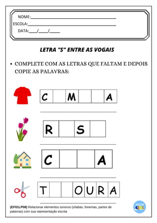 [Digite texto]
NOME:
ESCOLA:
DATA: / /
 