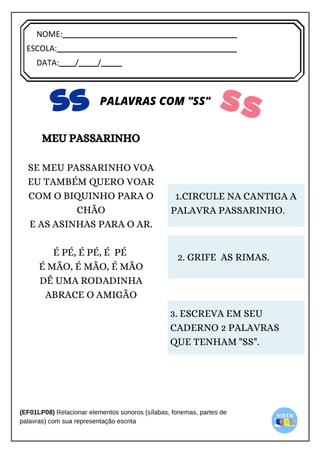 [Digite texto]
NOME:
ESCOLA:
DATA: / /
 