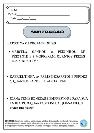 [Digite texto]
NOME:
ESCOLA:
DATA: / /
 