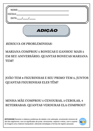 [Digite texto]
NOME:
ESCOLA:
DATA: / /
 