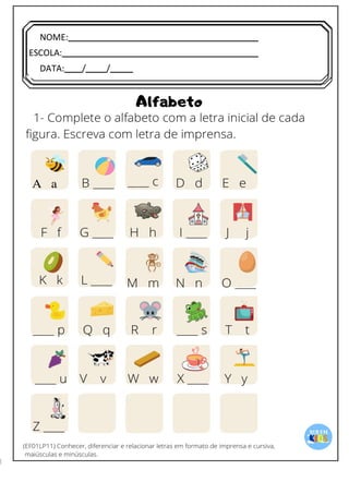 [Digite texto]
NOME:
ESCOLA:
DATA: / /
 