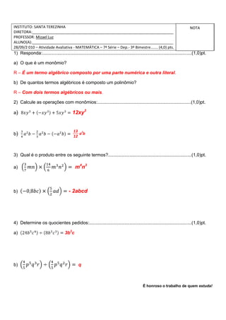 Atividades resolvidas