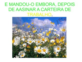 E MANDOU-O EMBORA, DEPOIS
DE AASINAR A CARTEIRA DE
TRABALHO.
 