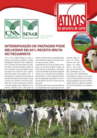 Ano 4 - Edição 20
                                                       Julho 2012




INTENSIFICAÇÃO DE PASTAGEM PODE
ME...