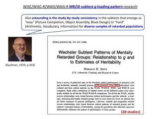 WISC/WISC-R/WAIS/WAIS-R MR/ID subtest g-loading pattern research

              Also astounding is the study-by-study cons...