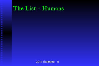 The List – Humans 2011 Estimate - 0 
