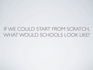 IF WE COULD START FROM SCRATCH,
WHAT WOULD SCHOOLS LOOK LIKE?
 