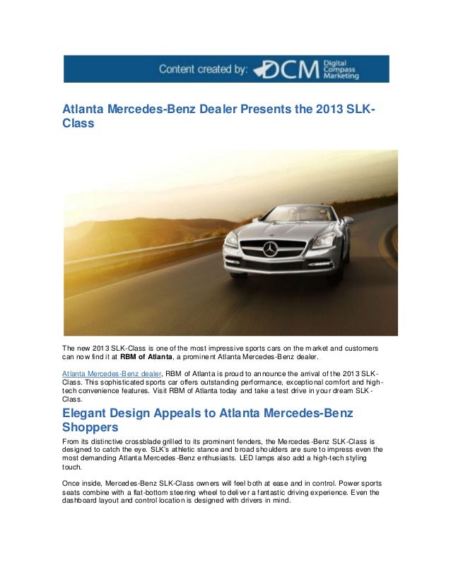 Atlanta Mercedes Benz Dealer Presents The 2013 Slk Class