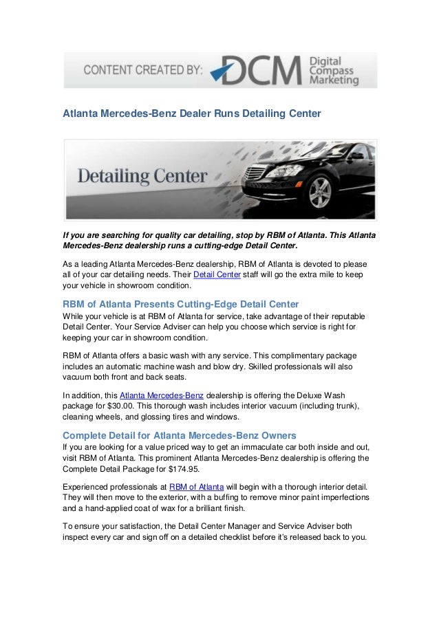 Atlanta Mercedes Benz Dealer Runs Detailing Center
