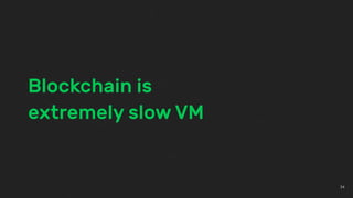 Blockchain is
extremely slow VM
34
 