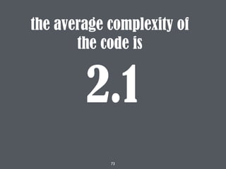 73
2.1
the average complexity of
the code is
 