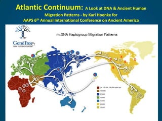 Atlantic Continuum:A Look at DNA & Ancient Human Migration Patterns - by Karl Hoenke for AAPS 6th Annual International Conference on Ancient America C A D X X X B X B B B B October 11, 2010 1 