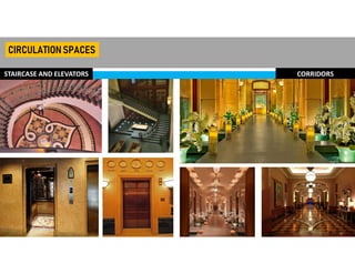 CIRCULATIONSPACESCIRCULATIONSPACES
STAIRCASE AND ELEVATORS CORRIDORS
 