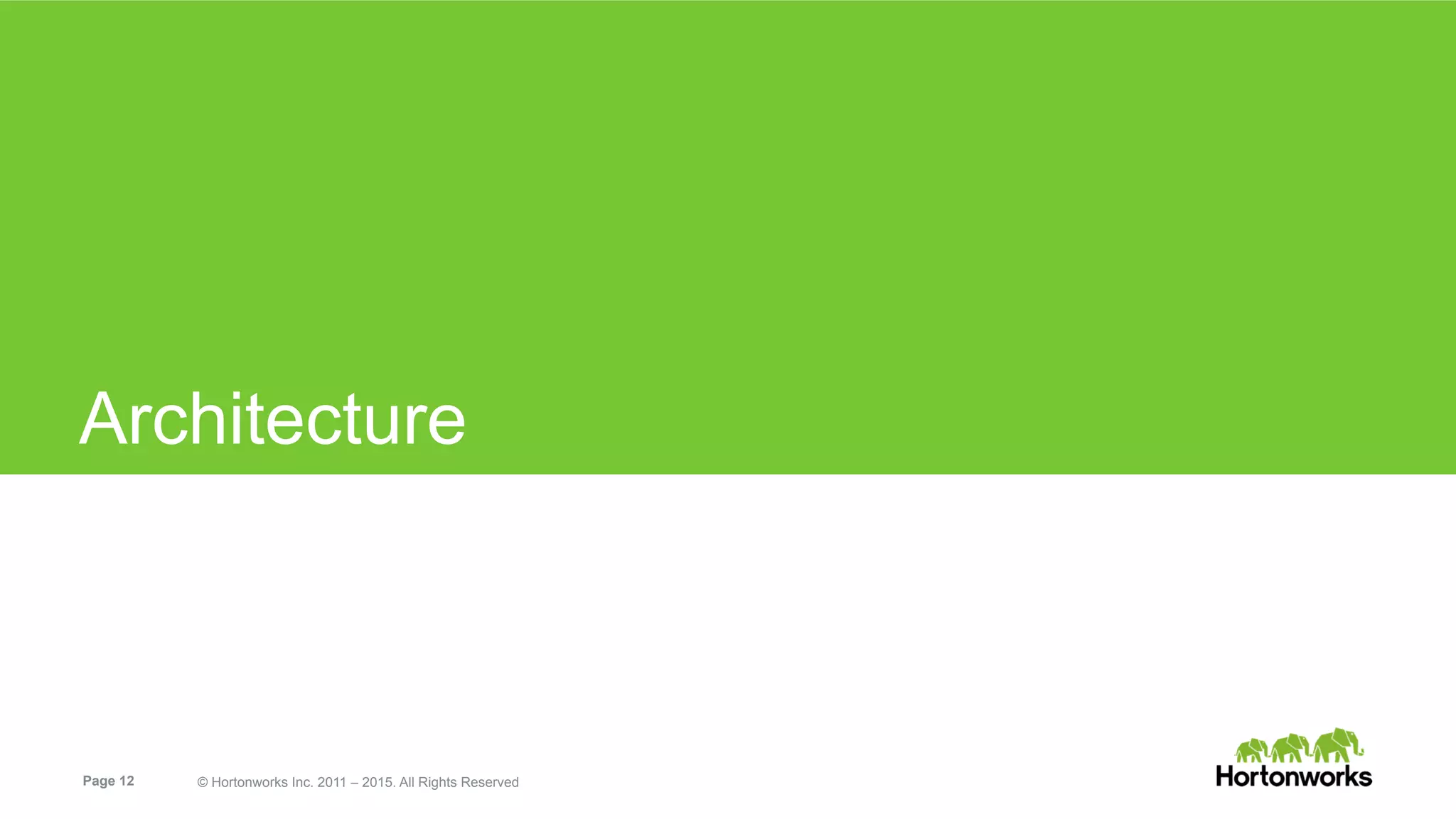 Page 12 © Hortonworks Inc. 2011 – 2015. All Rights Reserved
Architecture
 